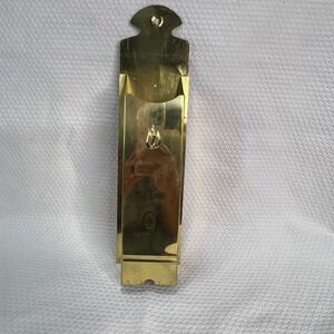 Vintage Solid Brass Long Match Box Wall Pocket Hanging Gold Patina 13" MCM